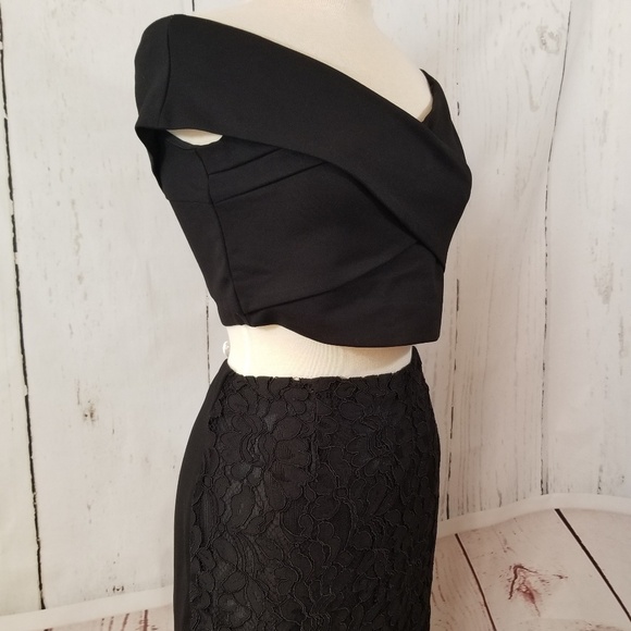 HARPER + LEMON Off-Shoulder Two-Piece Black Dress - Picture 3 of 8